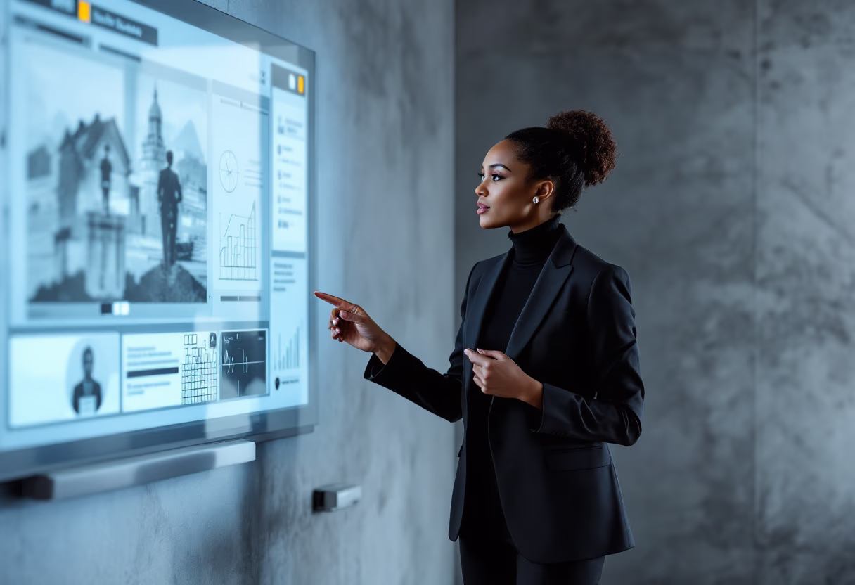 image of teacher using a smartboard (for edtech)