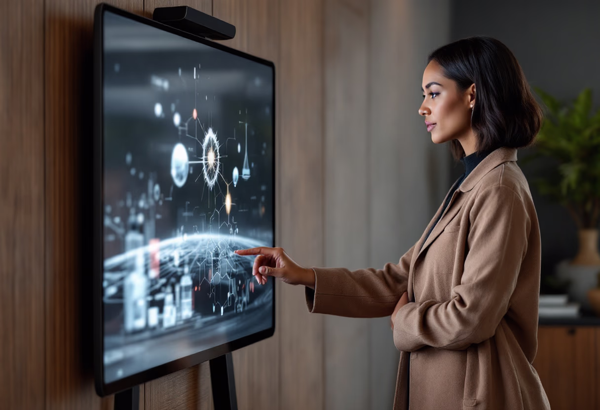 image of teacher using a smartboard (for edtech)
