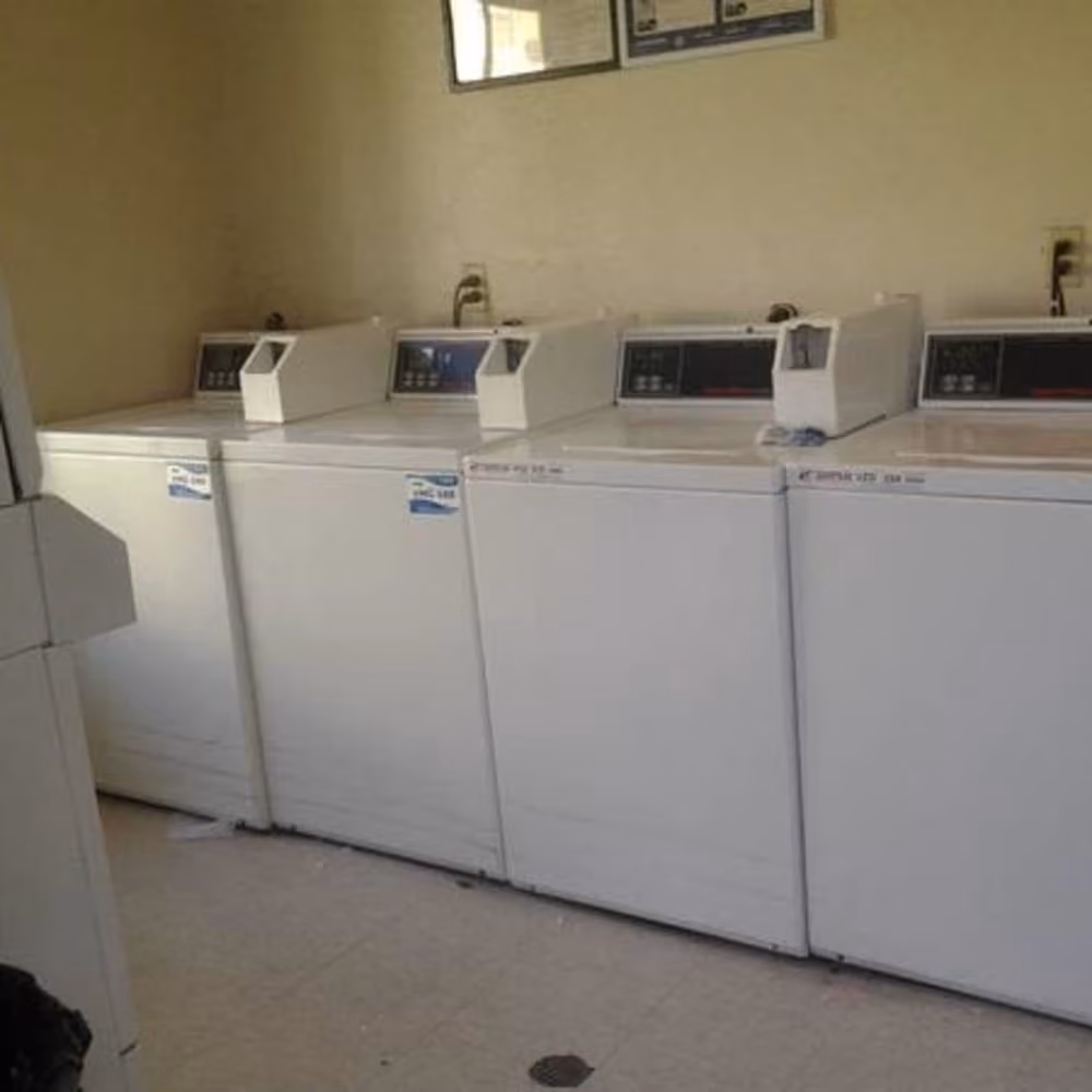 Laundry facility with white appliances