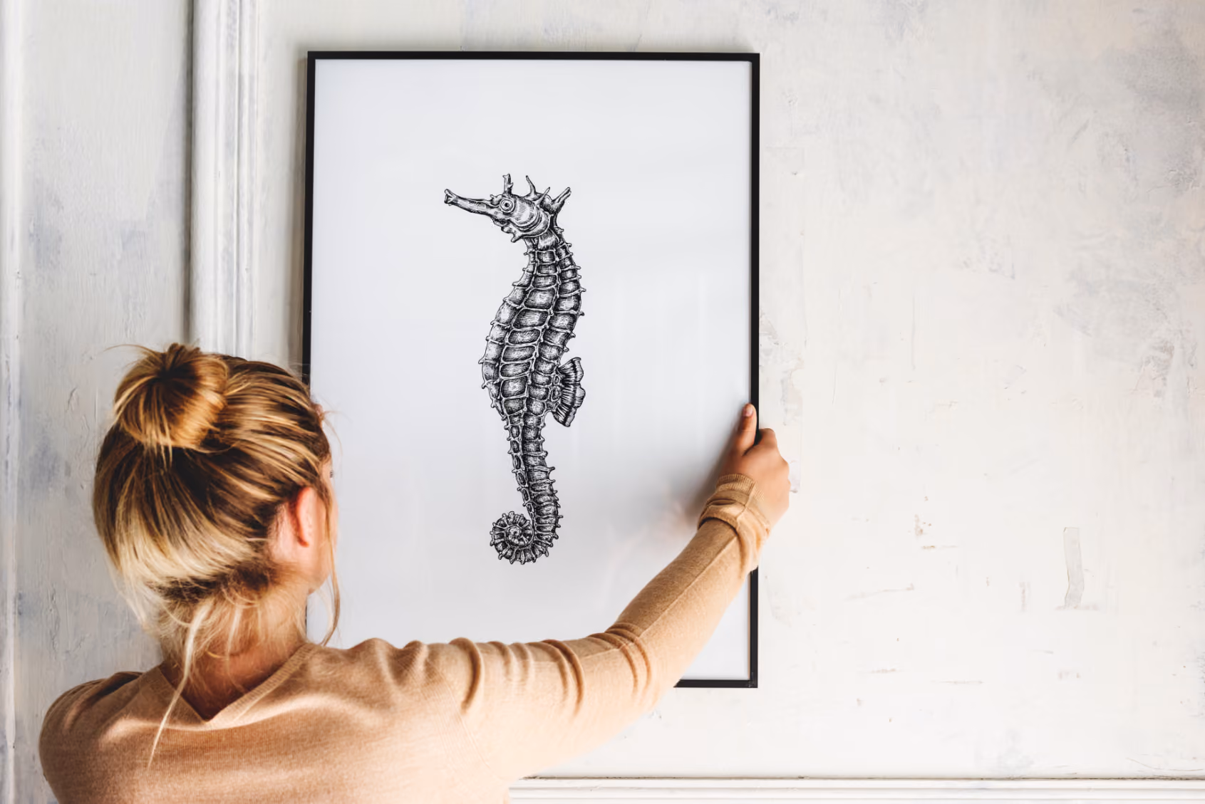 Waman hanging panting stock image