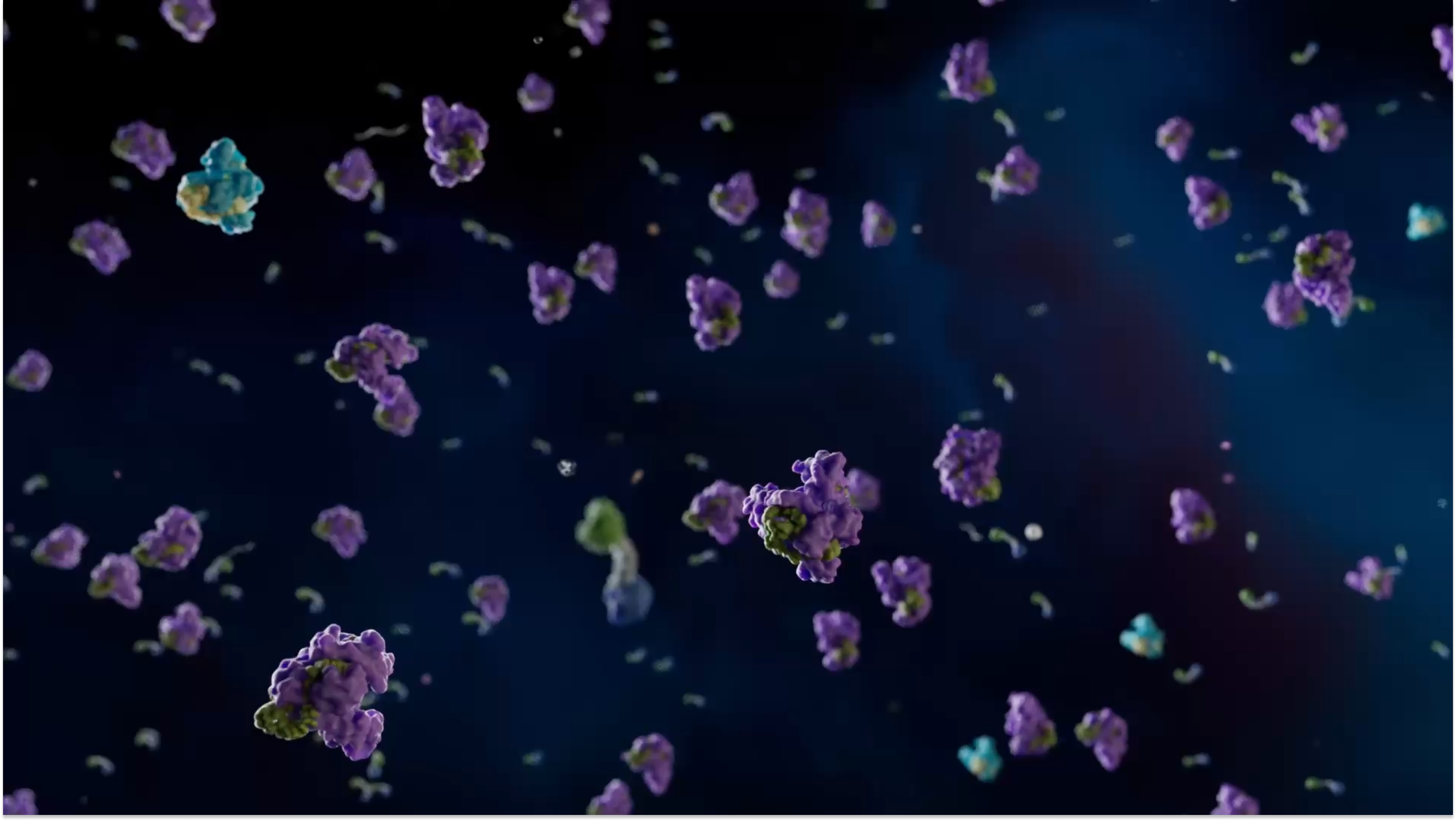 CRISPR detection complexes rendered against a dark field