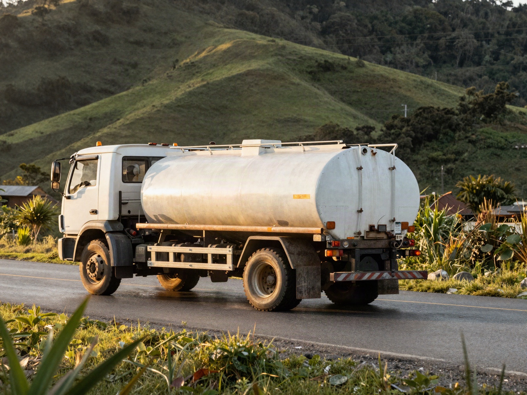 Camión cisterna de gas en una carretera del suroccidente colombiano