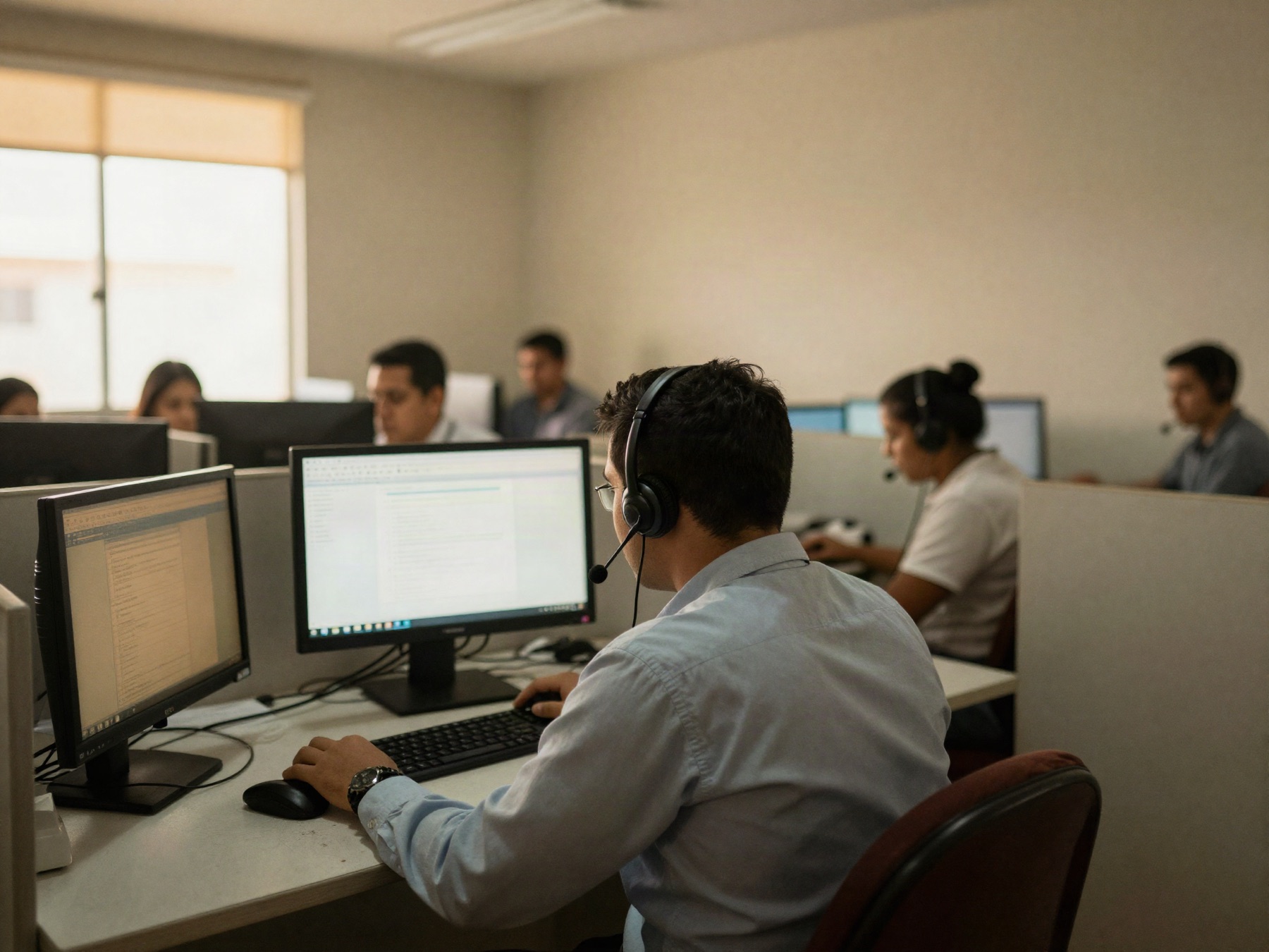 Asesores en el call center de atención al usuario