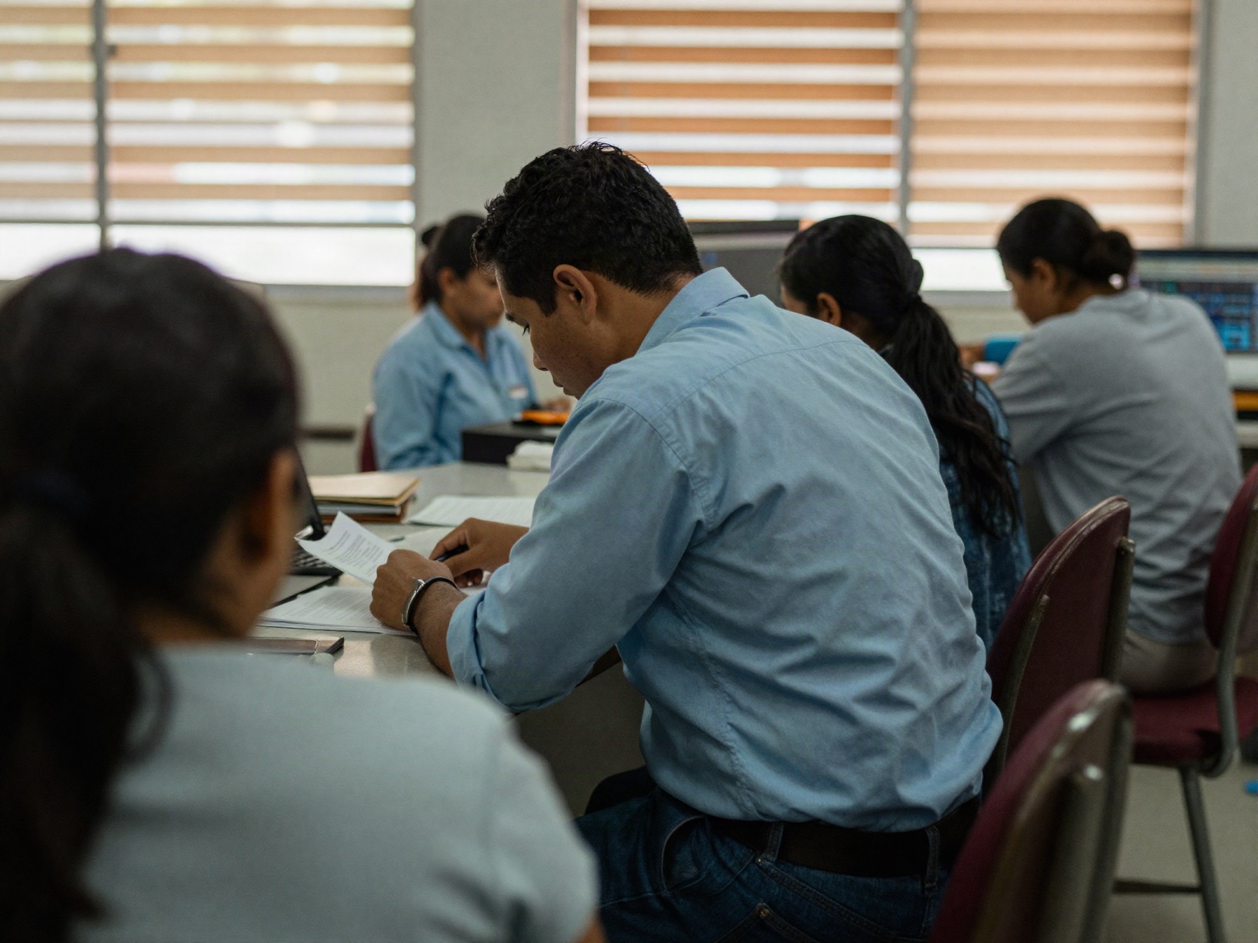 Asesor de Surgas atendiendo a un usuario en la ventanilla