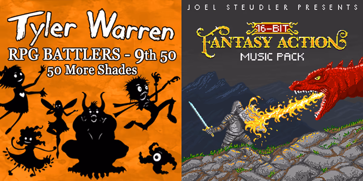 New Releases: Tyler Warren RPG Battlers 9th 50 - 50 More Shades, 16 Bit Fantasy Action Music Pack
