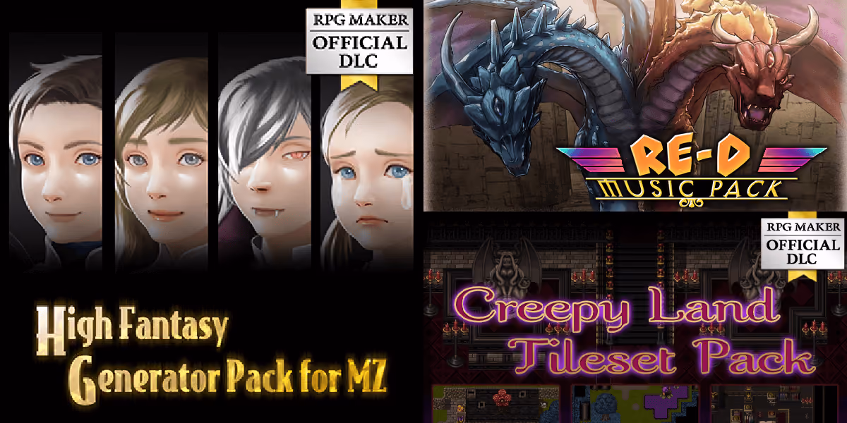 New Releases: Creepy Land Tileset Pack, High Fantasy Generator Pack for MZ, RE-D MUSIC PACK