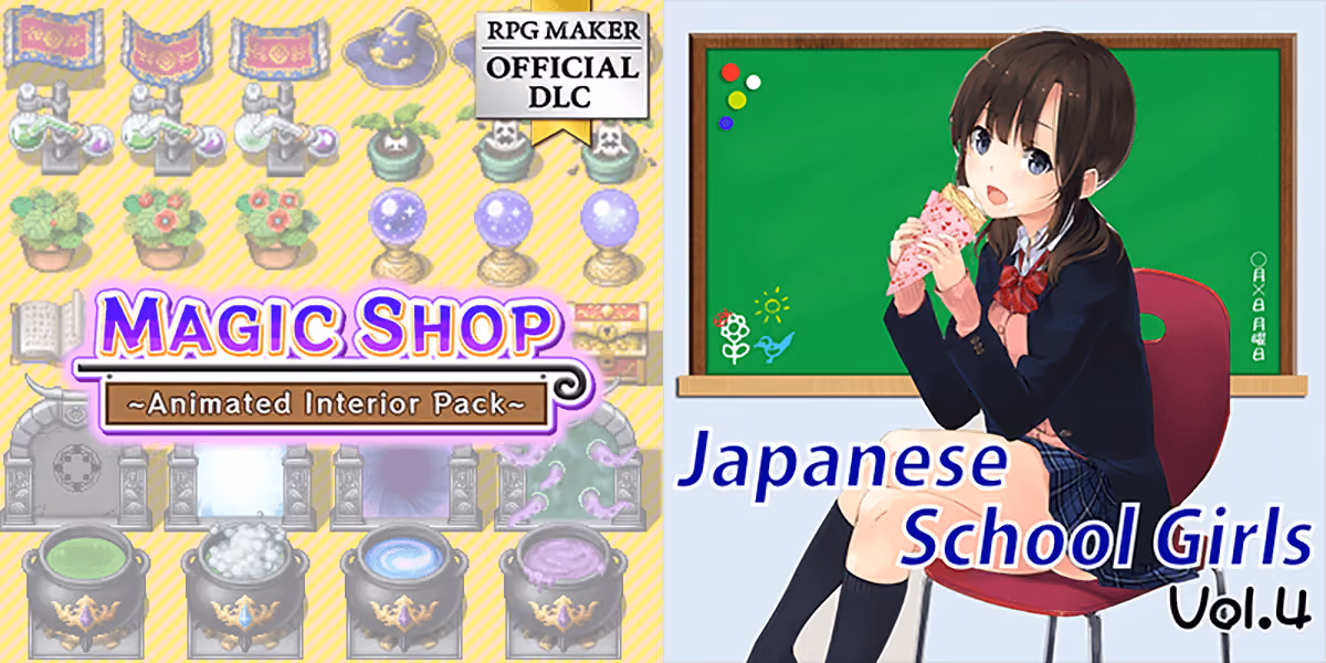 New Releases: Magic Shop - Animated Interior Pack, Japanese School Girls Vol.4