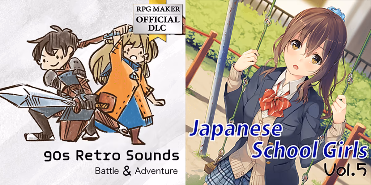 New Releases: 90’s Retro Sound - Battle, 90’s Retro Sound - Adventure, Japanese School Girls Vol.5