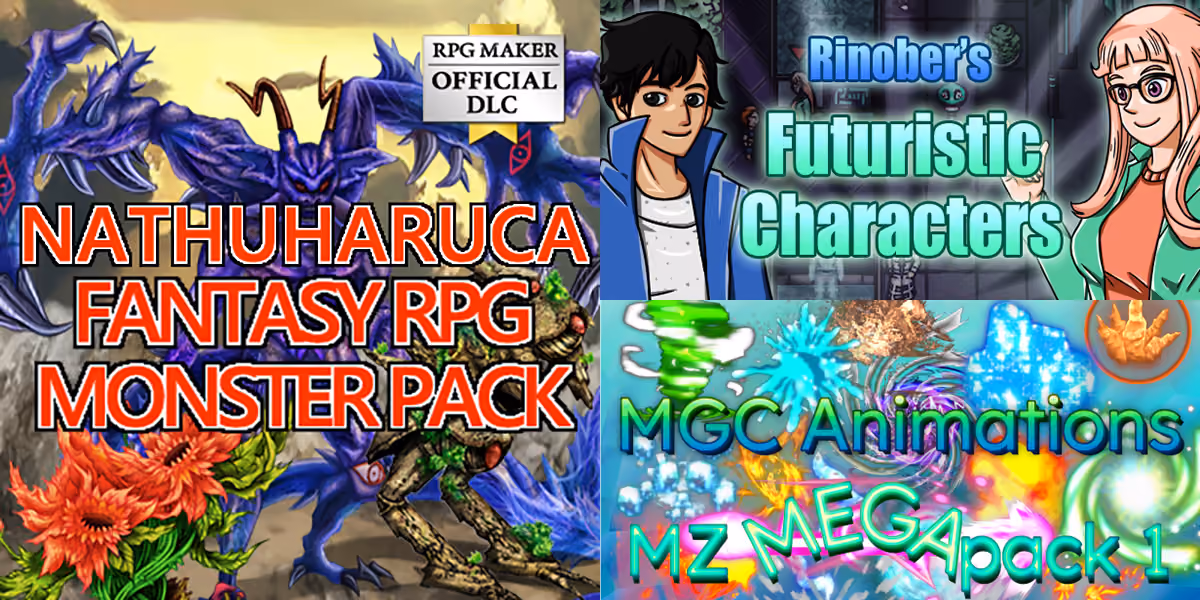 New Releases: NATHUHARUCA Fantasy RPG Monster Pack, Rinobers Futuristic Characters, MGC Animations MZ MegaPack 1