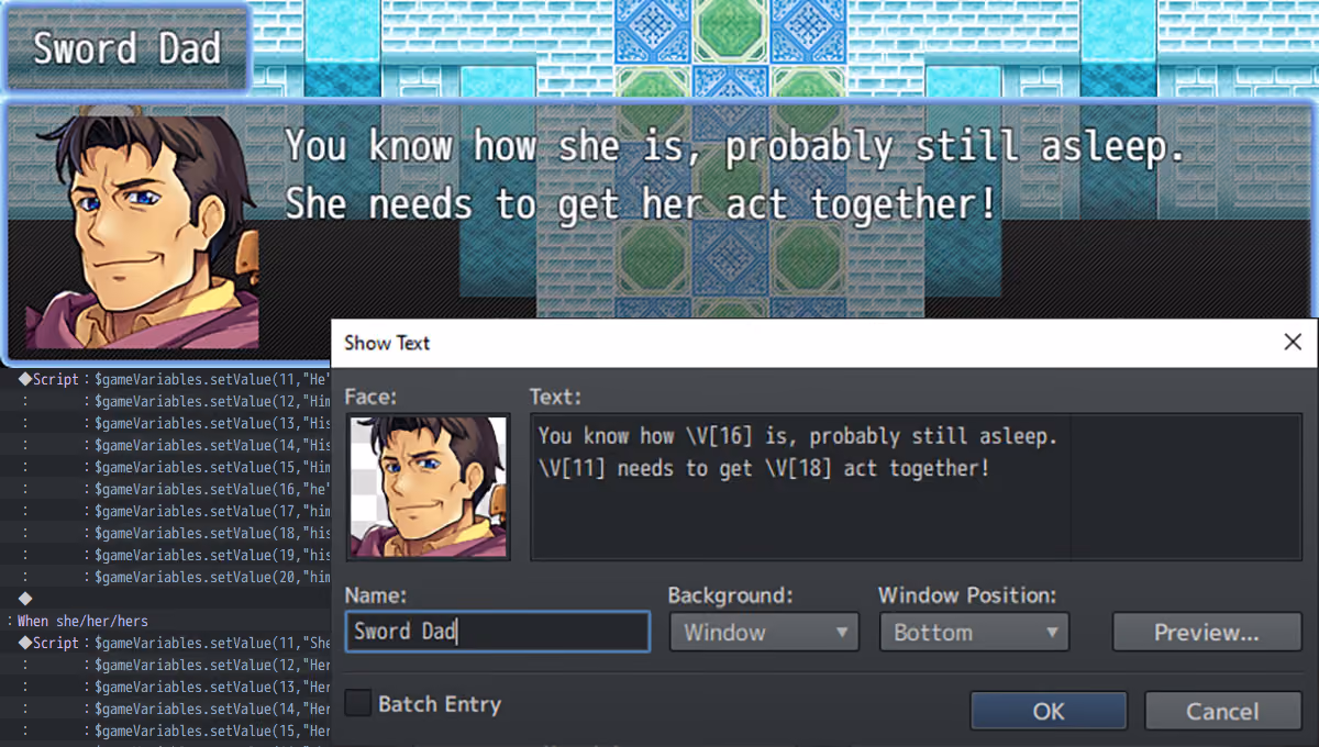 Storing Text in Variables for Player Pronoun Selection