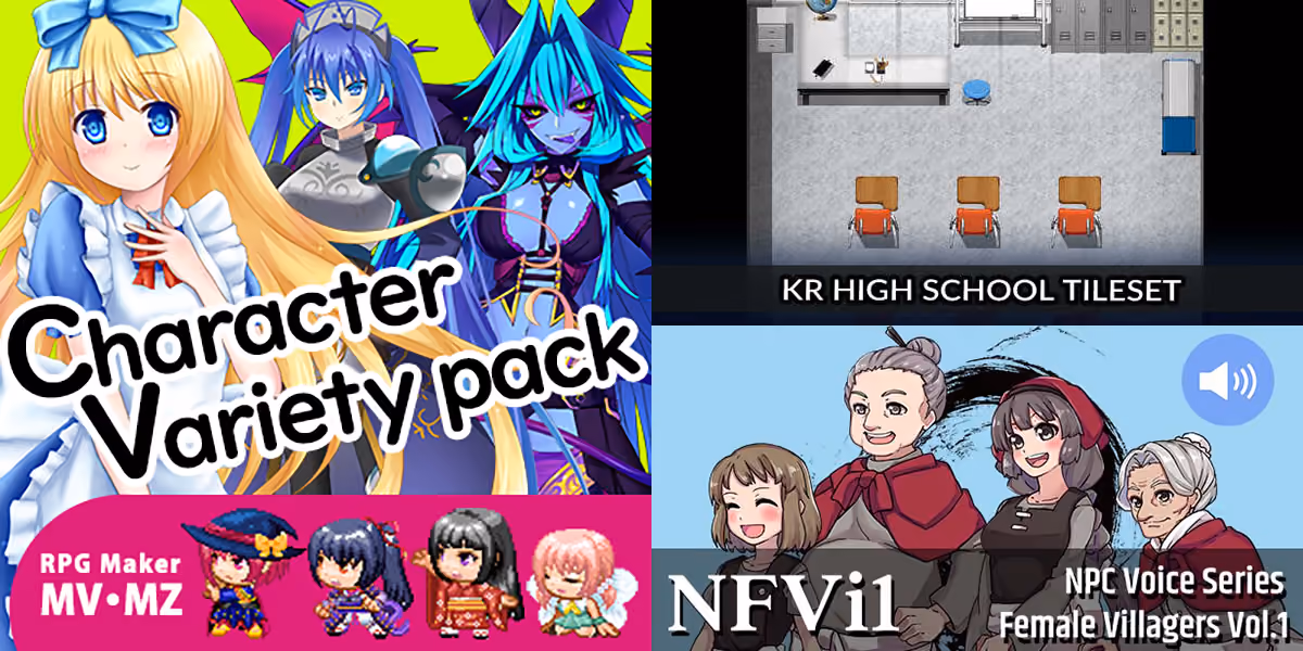 New Releases: Character Variety Pack, KR High School Tileset, NPC Female Villagers Vol.1