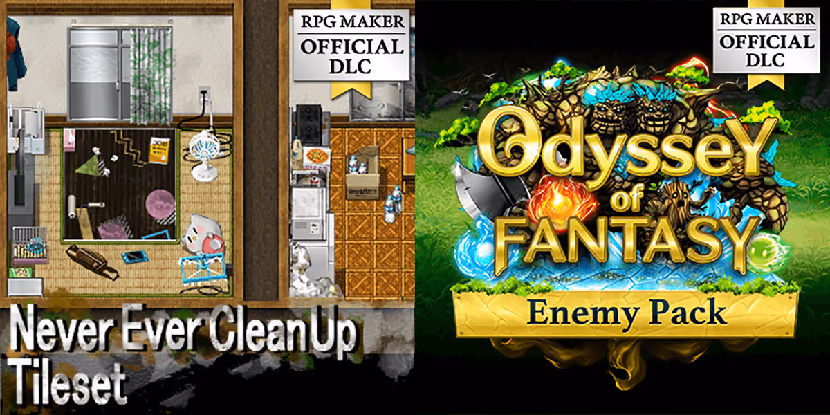 New Releases: Never Ever Clean Up Tileset, Odyssey of Fantasy: Enemy Pack