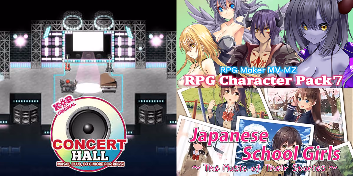 New Releases: KR Concert Hall Tileset, RPG Character Pack 7, Japanese School Girls - The Music of Their Stories