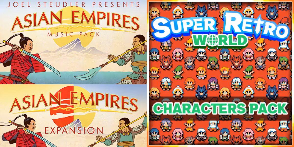 New Releases: Asian Empires Music Pack/Expansion, Super Retro World Characters Pack