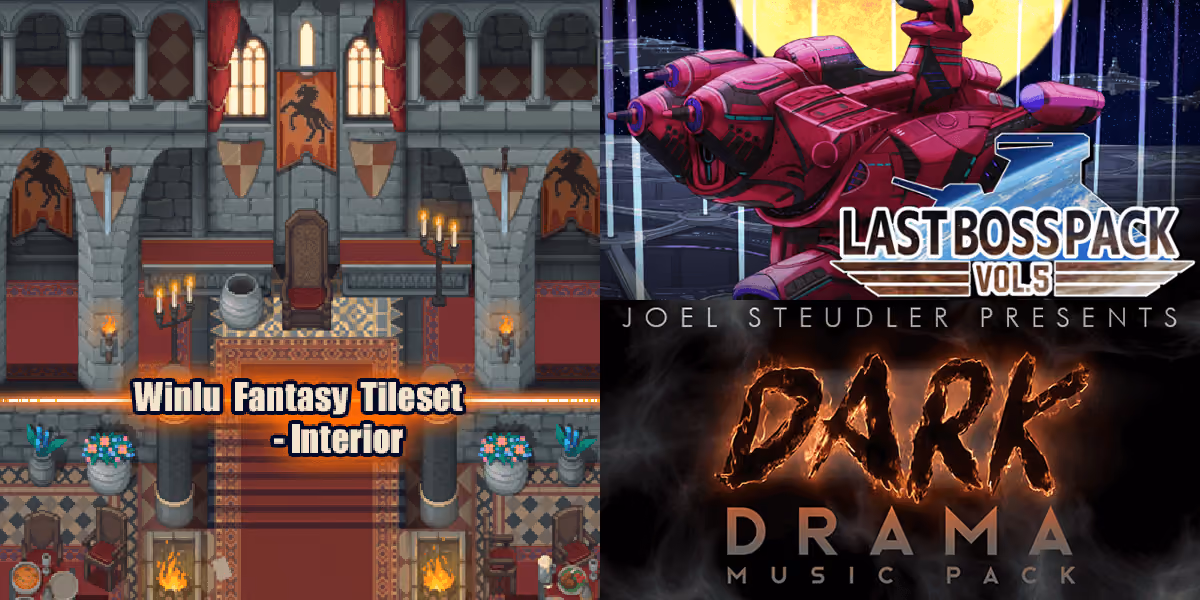 New Releases: Winlu Fantasy Tileset - Interior, Last Boss Pack Vol.5, Dark Drama Music Pack