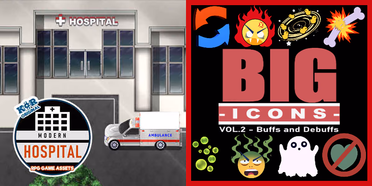 New Releases: KR Modern Hospital Tileset, Big Icons Vol.2 - Buffs and Debuffs