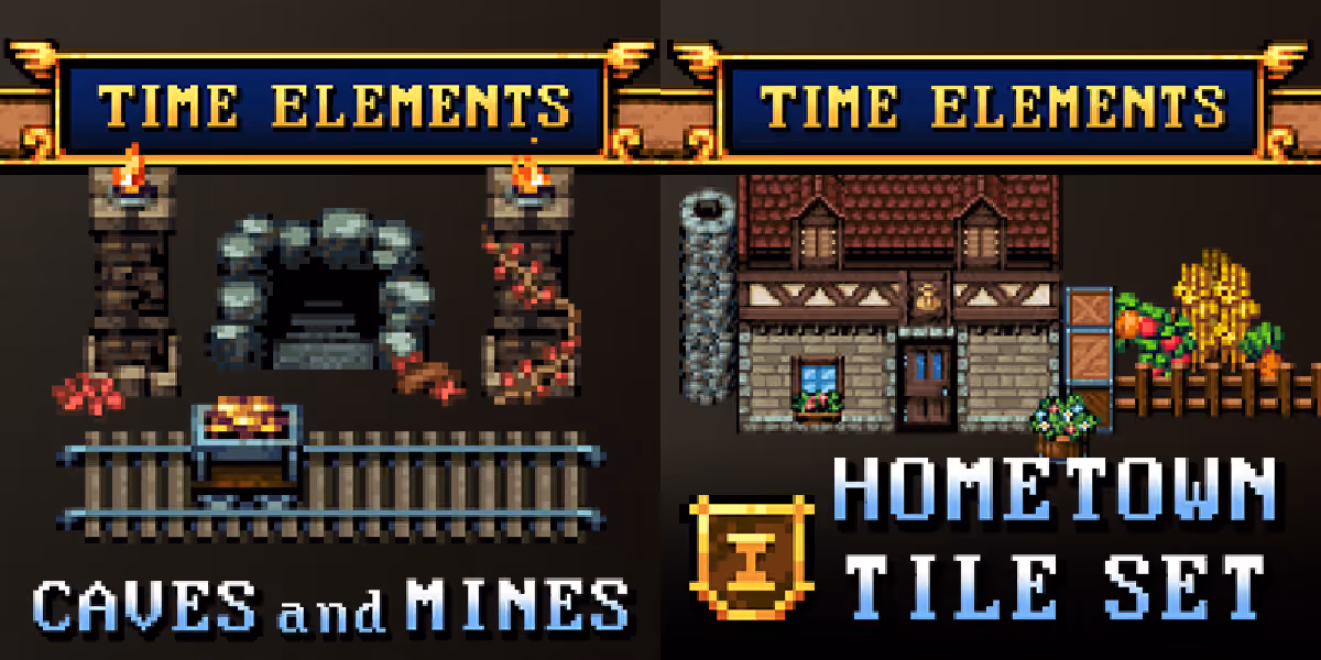 New Releases: Time Elements - Caves and Dungeons & Time Elements - Hometown Tileset