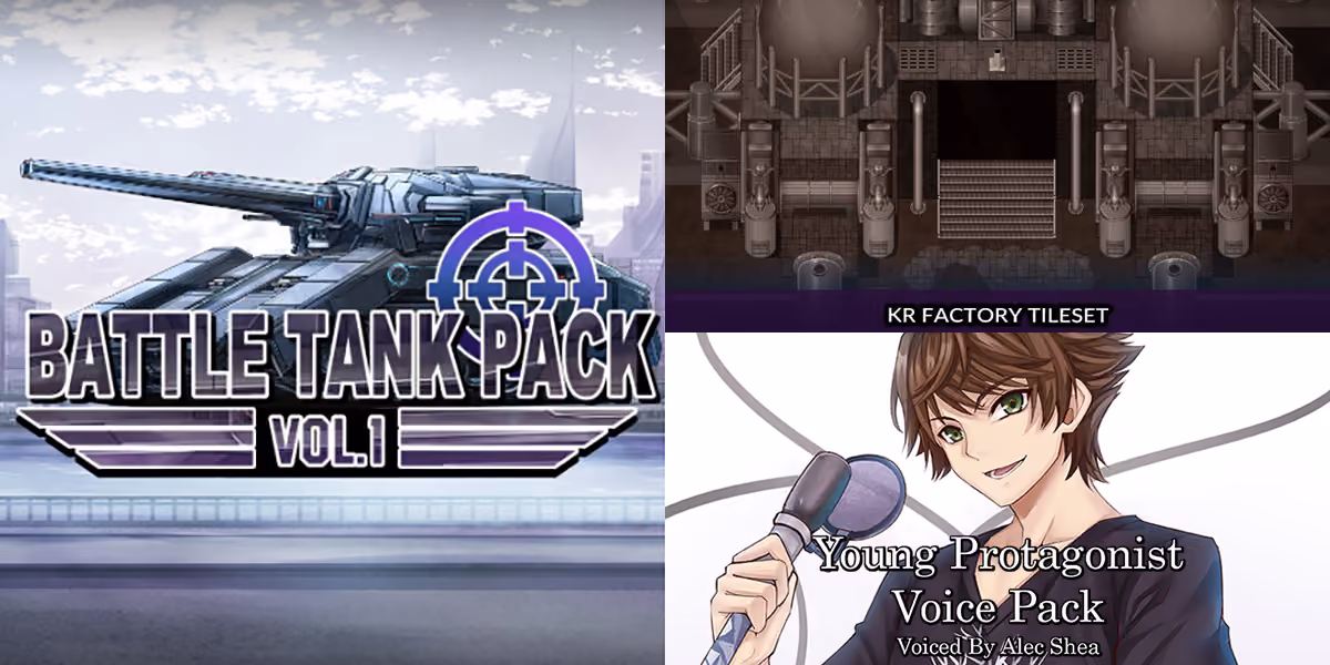 New Releases: Battle Tank Pack Vol.1, KR Factory Tileset, Young Protagonist Voice Pack