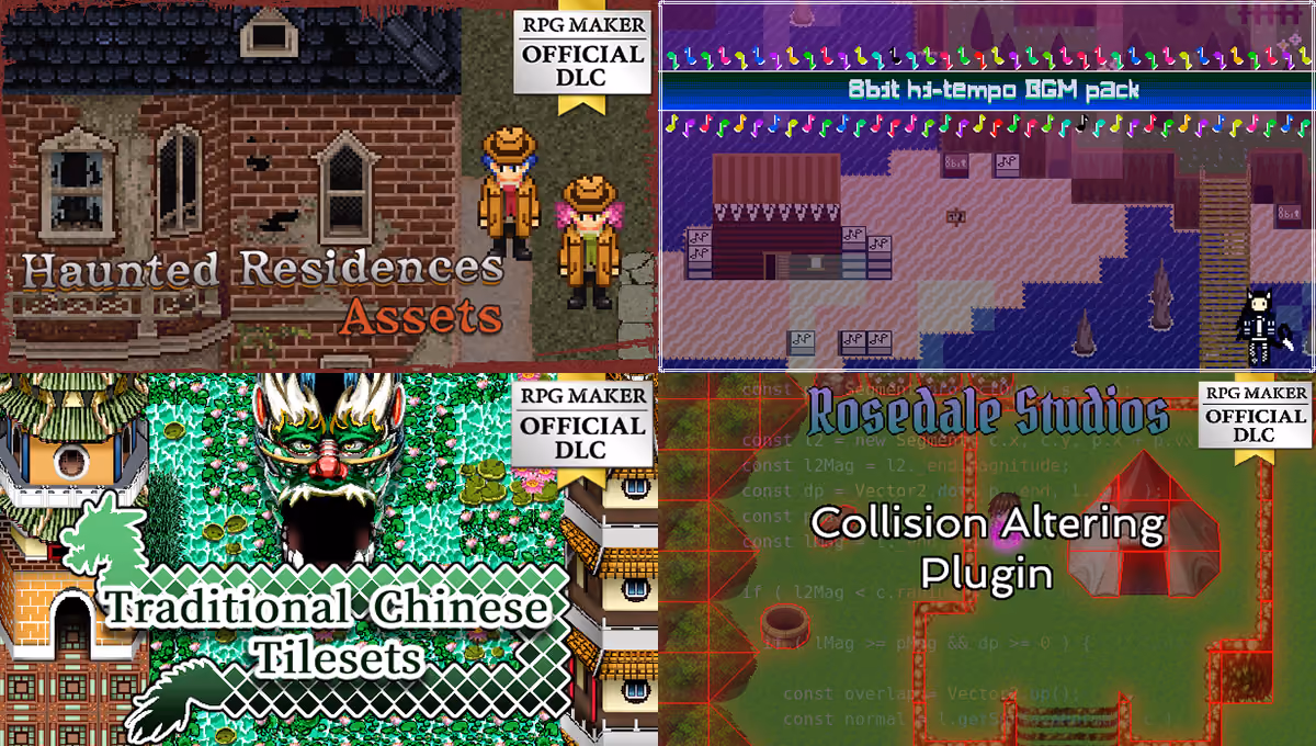 8bit hi-tempo BGM pack, Haunted Residences Assets, Rosedale Collision Altering Plugin, Traditional Chinese Tilesets