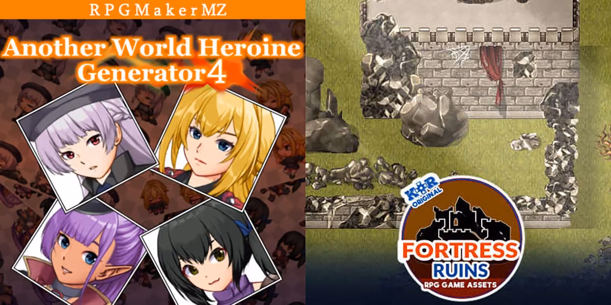 New Releases: Another World Heroine Generator 4 for MZ, KR Fortress Ruins Tileset