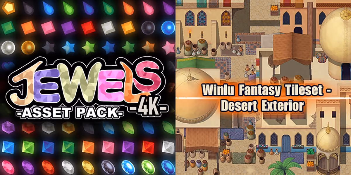 New Releases: Jewels Asset Pack 4K, Winlu Fantasy Tileset - Desert Exterior