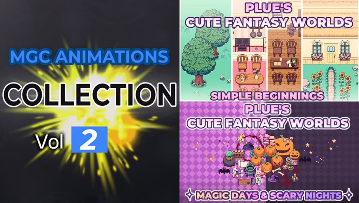 New Releases: MGC Animations Collection Vol 2, Plue's Cute Fantasy Worlds - Simple Beginnings & Magic Days & Scary Nights