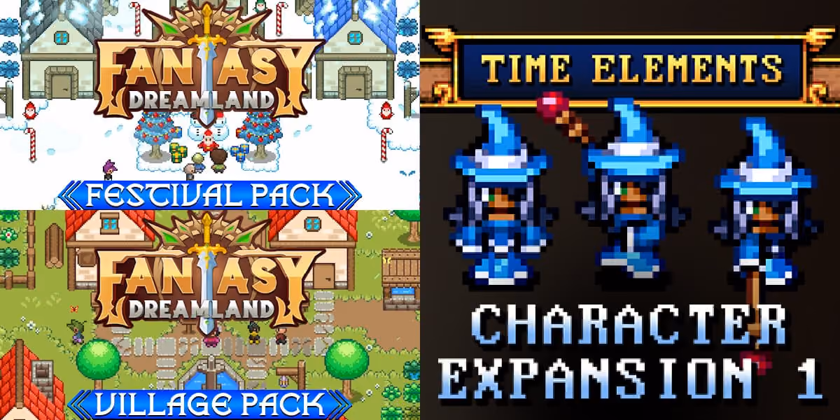 New Releases: Fantasy Dreamland - Festival Pack, Fantasy Dreamland - Village Pack, Time Elements - Character Expansion 1