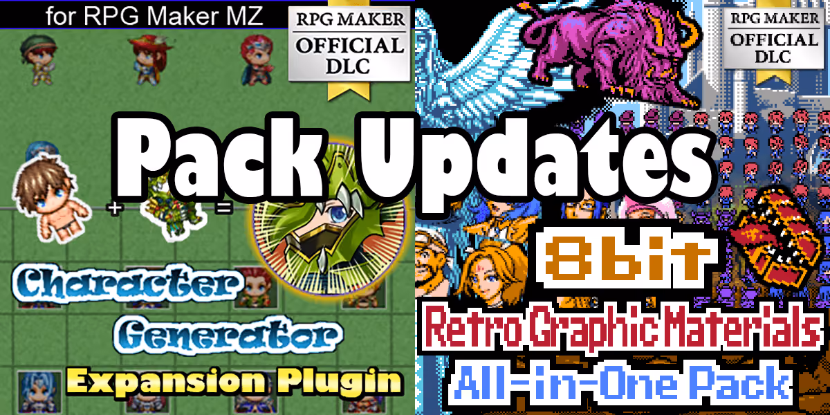 Pack Updates: Character Generator Expansion Plugin + 8bit Retro Graphic Materials All-in-One Pack