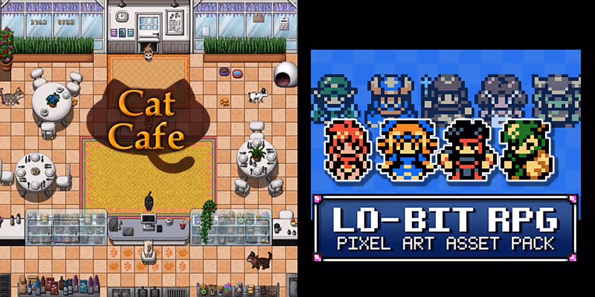 New Releases: Cat Cafe, Lo-Bit RPG Pixel Art Asset Pack