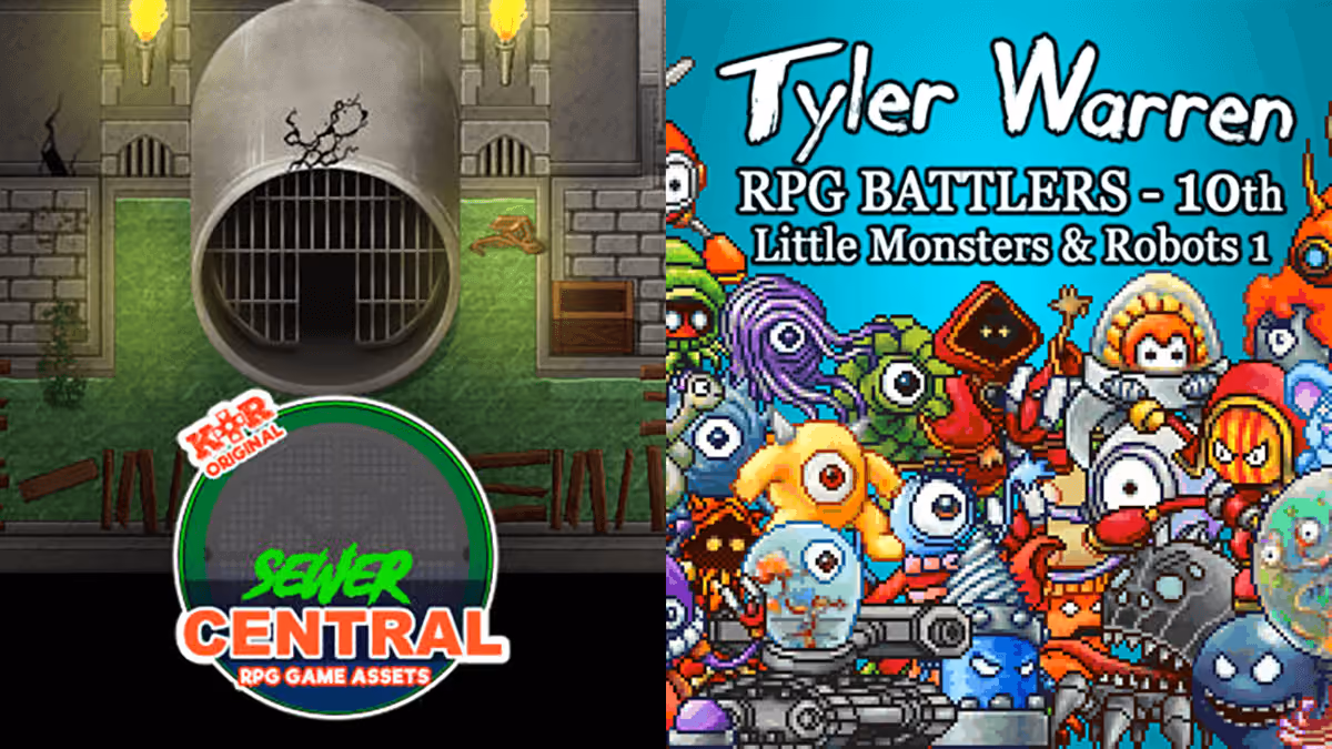 New Releases: KR Sewer Central Tileset, Tyler Warren RPG Battlers - 10th - Little Monsters and Robots 1