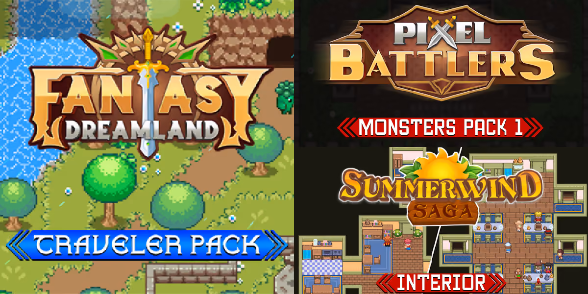 New Releases: Fantasy Dreamland - Traveler Pack, Pixel Battlers Monsters Pack 1, Summerwind Saga - Interior