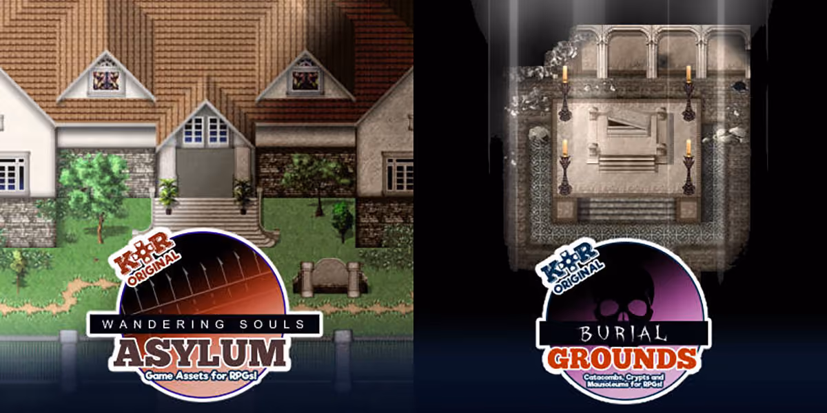 New Releases: KR Wandering Souls Asylum Tileset, KR Burial Grounds - Crypt, Catacomb and Mausoleum Tileset