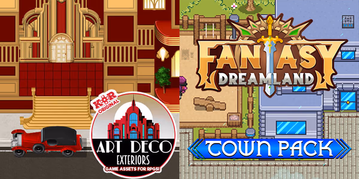 New Releases: KR Art Deco Exteriors Tileset, Fantasy Dreamland - Town Pack