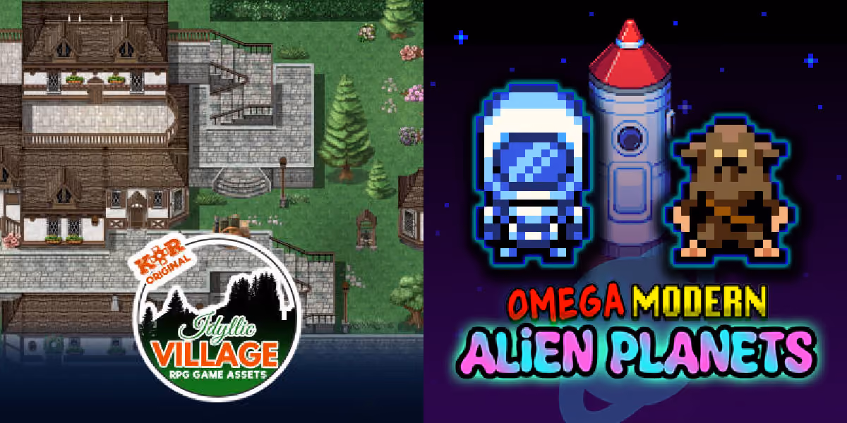 New Releases: KR Idyllic Village Tileset for RPGs, Omega Modern Alien Planets