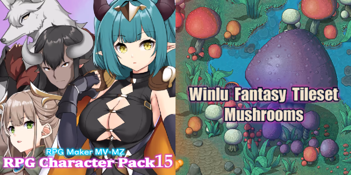 New Releases: RPG Character Pack 15, Winlu Fantasy Tileset - Mushroom