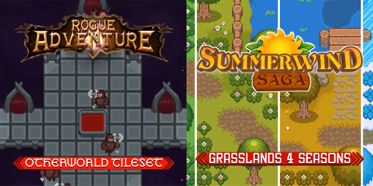 New Releases: Rogue Adventure - Otherworld Tileset, Summerwind Saga - Grasslands 4 Seasons