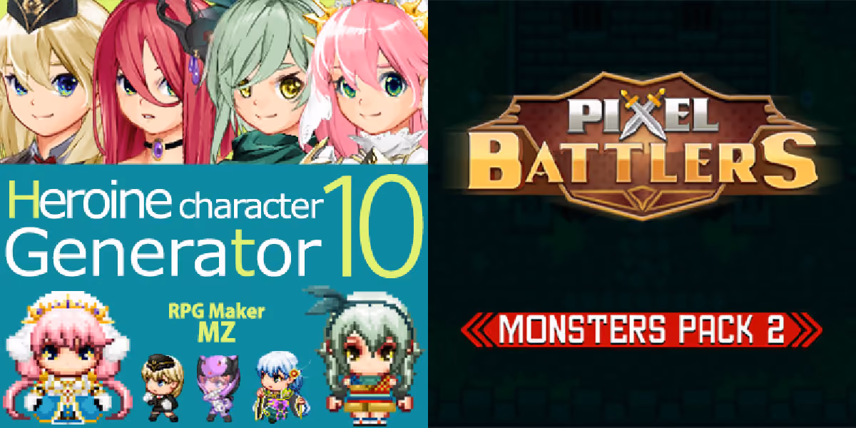 New Releases: Heroine Character Generator 10 for MZ, Pixel Battlers Monster Pack 2