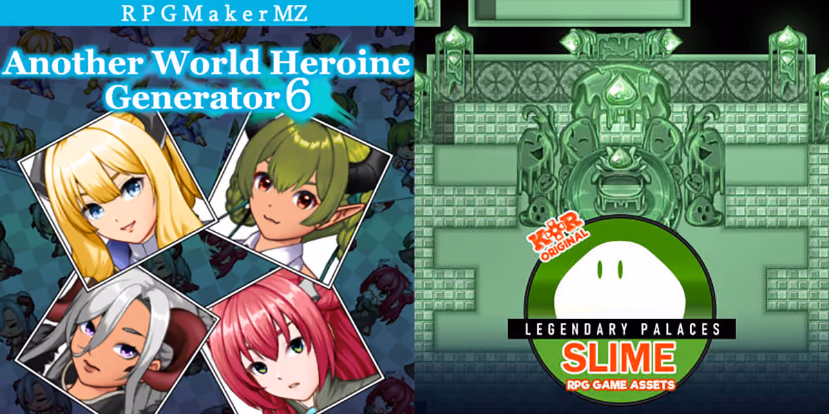 New Releases: Another World Heroine Generator 6 for MZ, KR Legendary Palaces - Slime Tileset