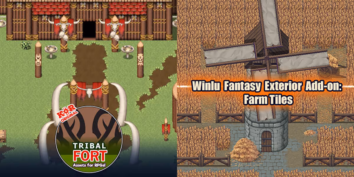 New Releases: KR Tribal Fort Tileset, Winlu Fantasy Exterior Add-on Farm Tiles + Winlu and KR Updates