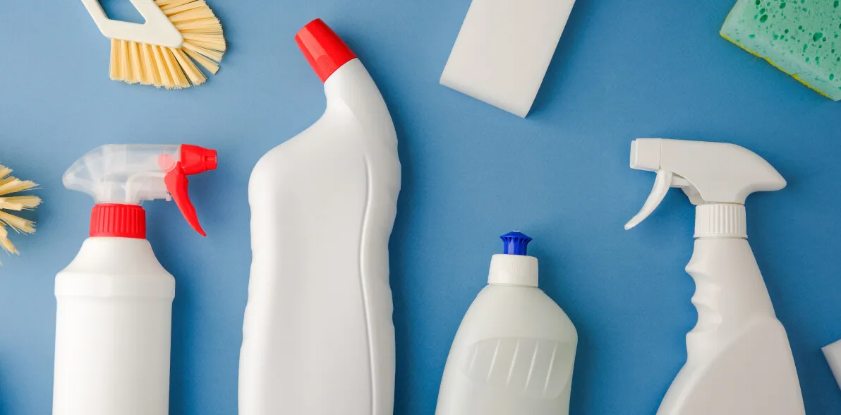 Spray bottles laid out.