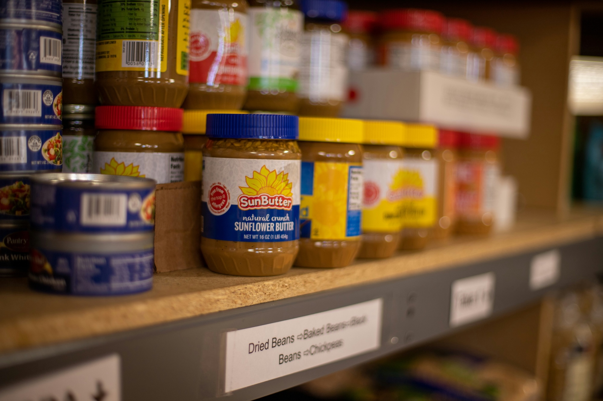 Shelf-stable canned and dry goods ready for donation to Food Outreach