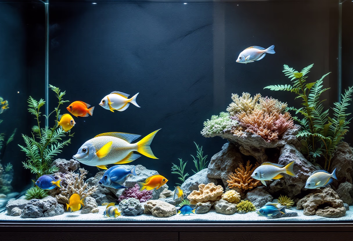 image of aquariums with fish inside (for a pet store)