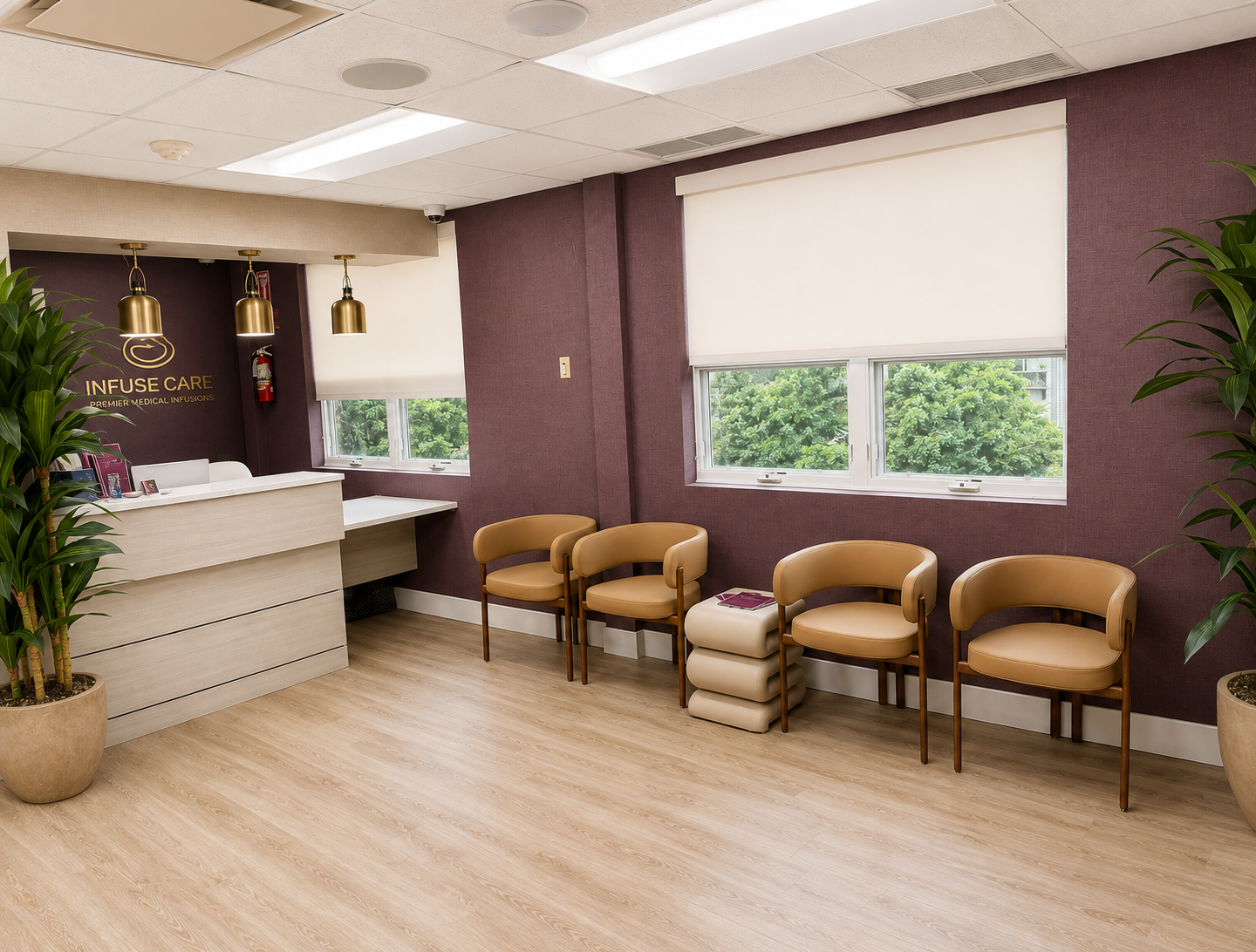 Reception desk at Infuse Care where infusion appointments are scheduled