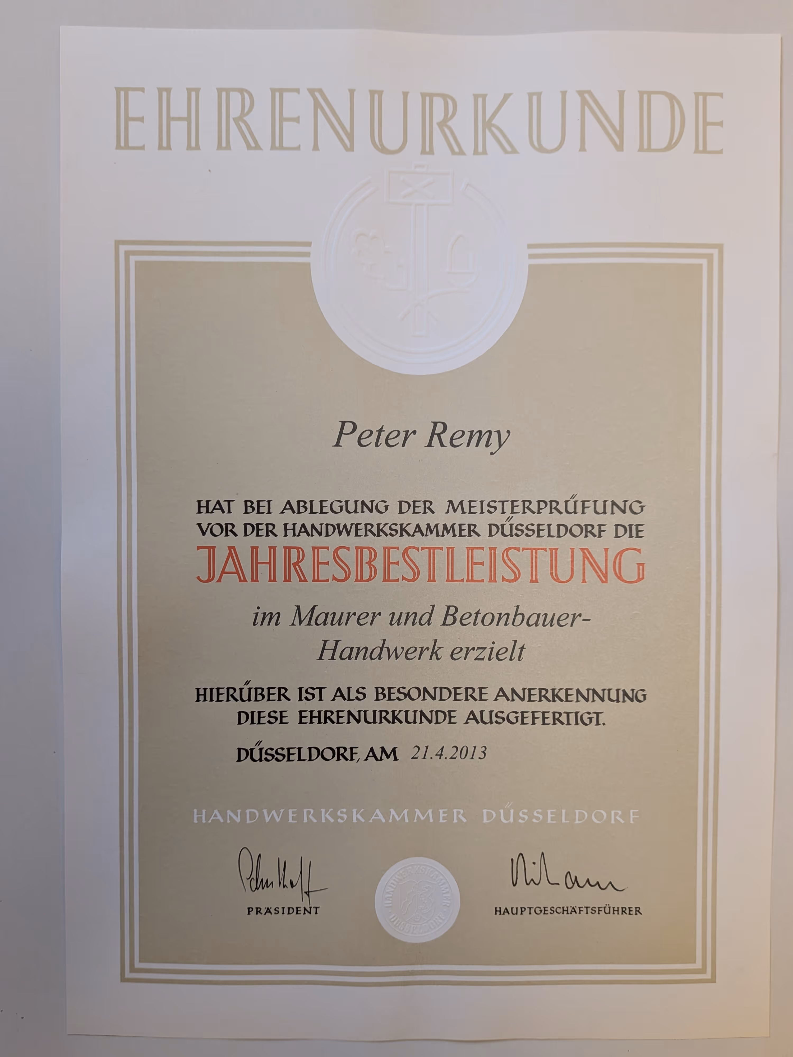 Auszeichnung Jahresbestmeister