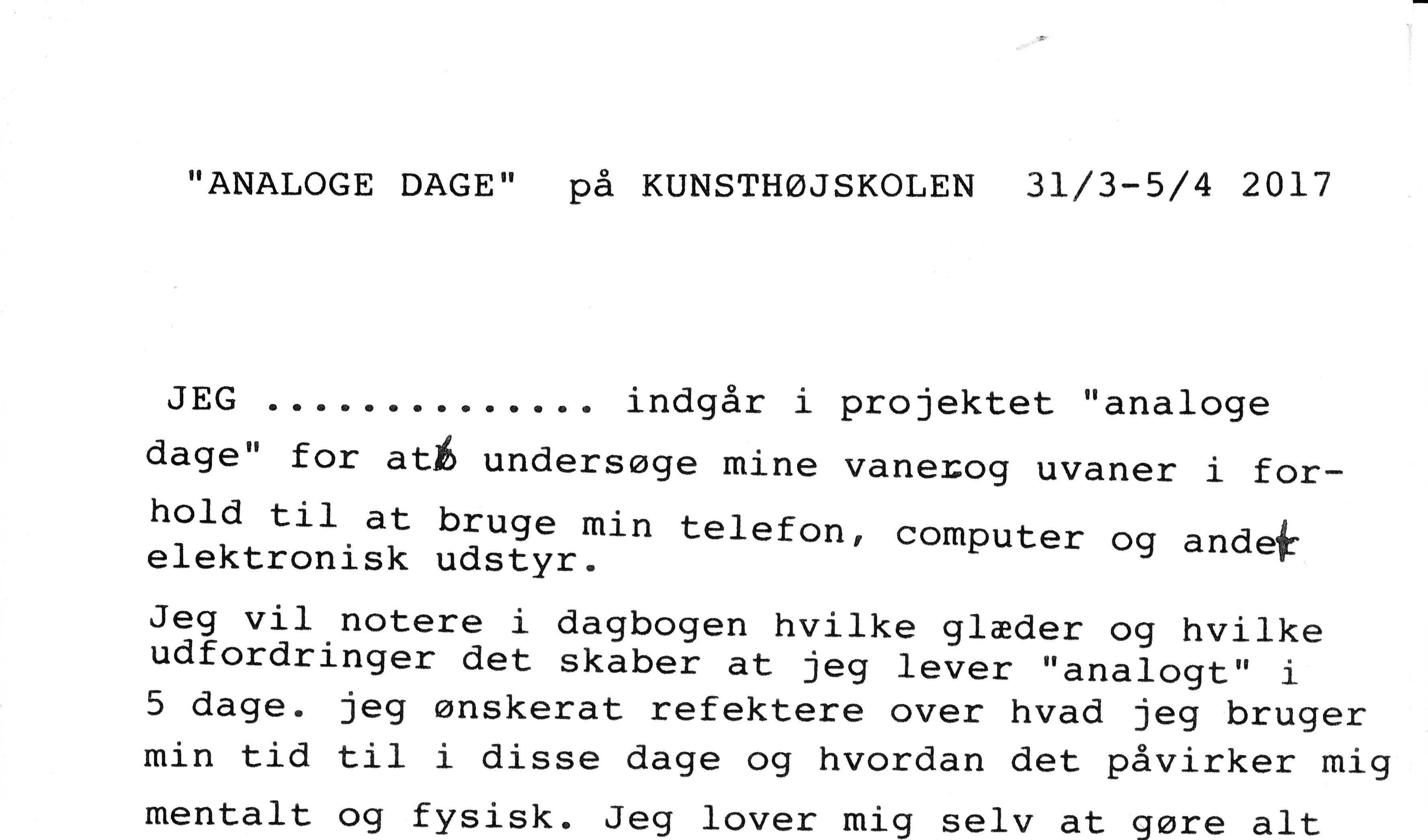 “Analoge Dage” på Kunsthøjskolen