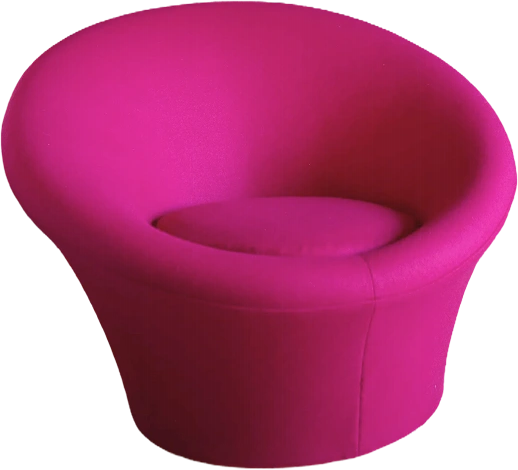 Photographie d'un meuble détouré. Fauteuil rose