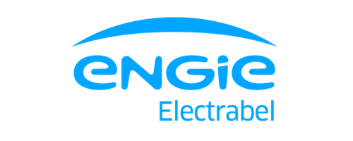 ENGIE Electrabel company logo with blue text and curved shape above.