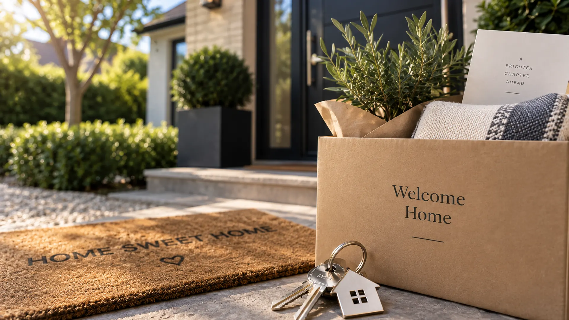 Organised family financial records, keys, calendar and checklist after house purchase.