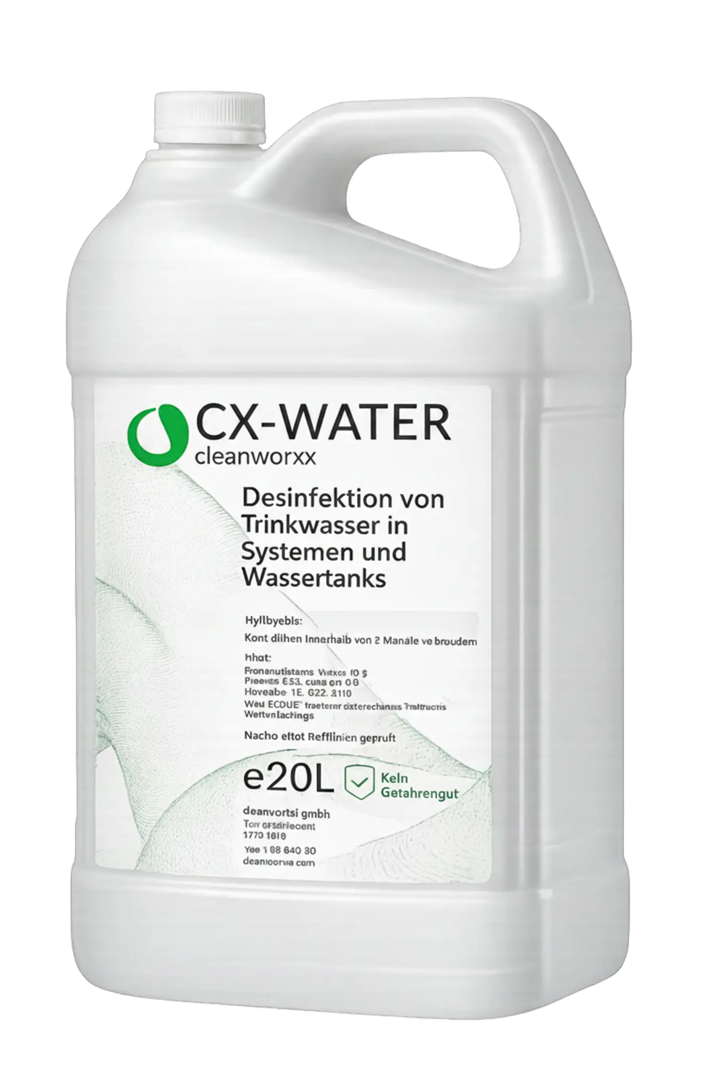 CX-Water Kanister von Cleanworxx, 20 Liter, Desinfektion von Trinkwasser in Systemen und Wassertanks