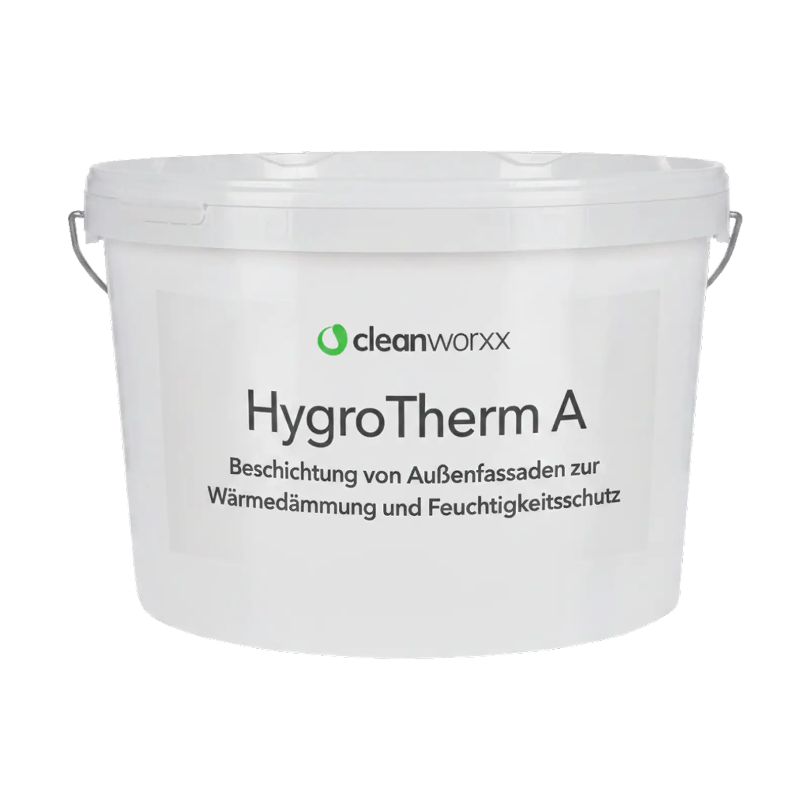 HygroTherm A Produktetikett – Beschichtung von Außenfassaden zur Wärmedämmung und Feuchtigkeitsschutz